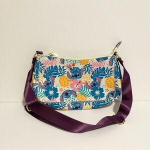 Bioworld Disney Stitch Crossbody Bag Purse Zip up Lilo + Stitch Purple Strap